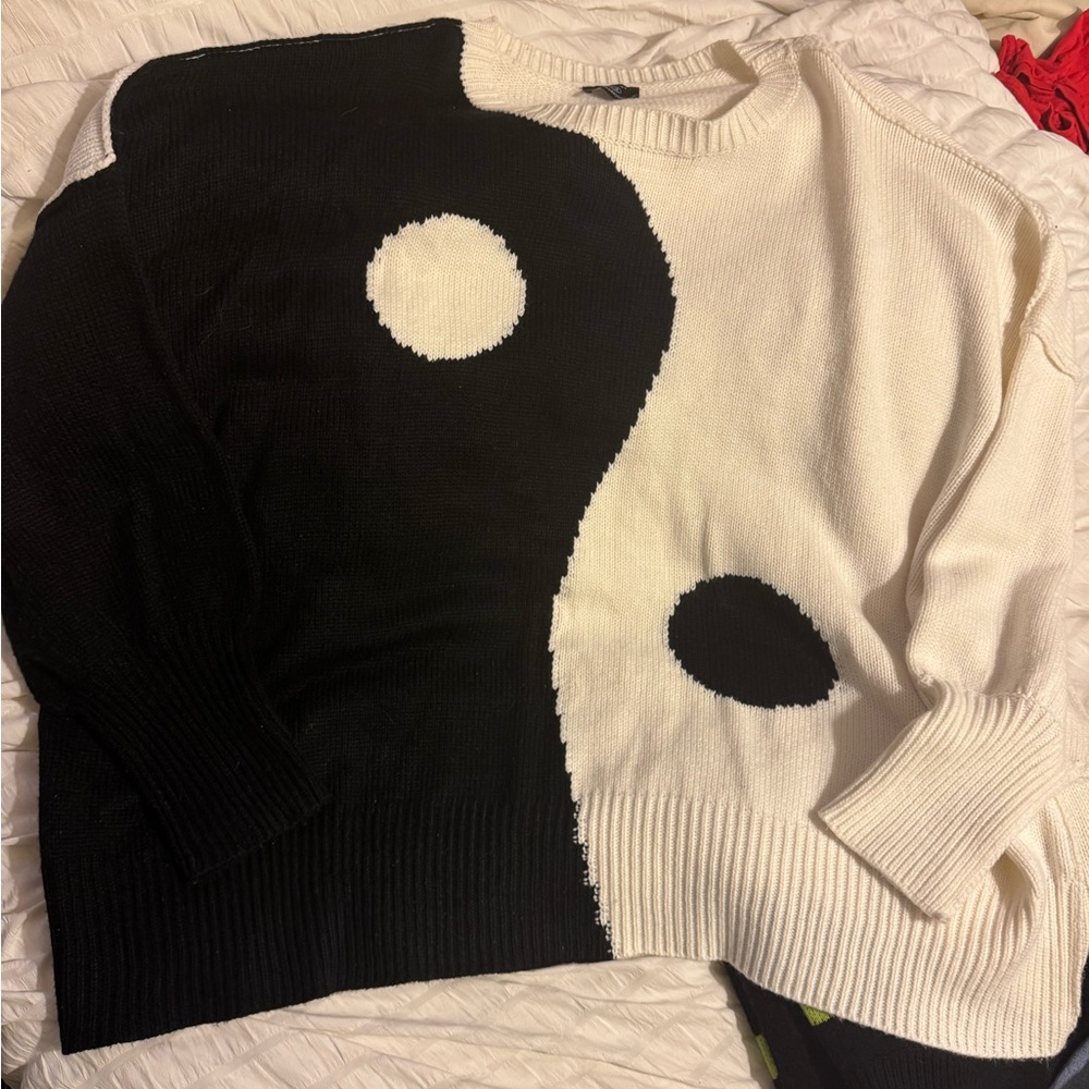 Dressed in LaLa  Black and White Yin Yang Sweater